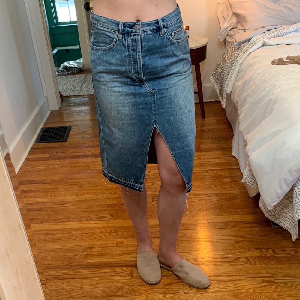 Free People Midi Jean Skirt